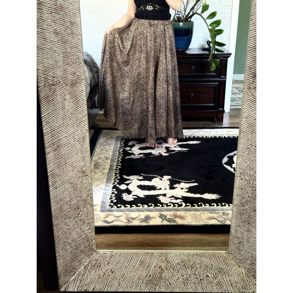 J.R.T. Newport News 100% Silk Leopard Print Maxi Skirt Size L - Picture 8 of 8